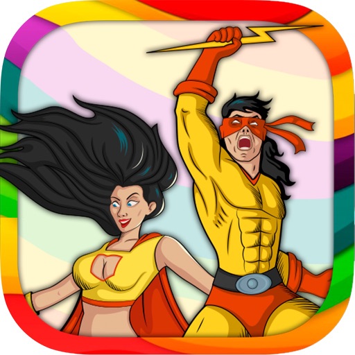 Drawing pages for painting superheroes – educative coloring book for children icon