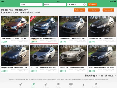 Motors.co.uk search on iPad screenshot 2