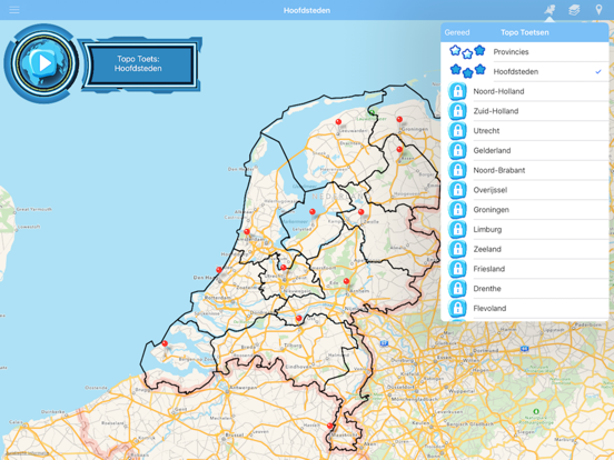 Topo Toets Nederlands steden iPad app afbeelding 1