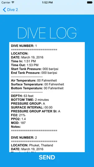 Скриншот Dive Plan Lite на iPhone 5