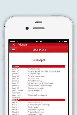 naptárak.com screenshot 2