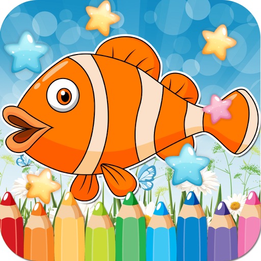 Sea Animals Drawing Coloring Book - Cute Caricature Art Ideas pages for kids icon