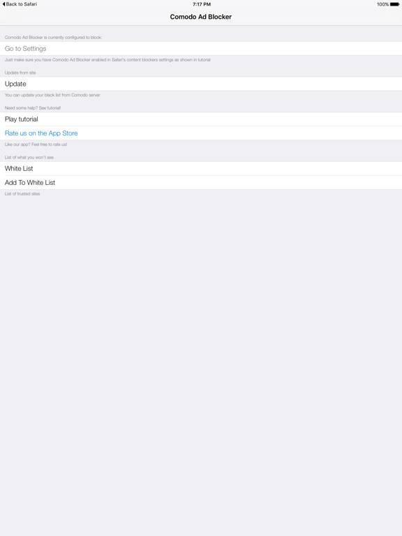 Ad Blocker Comodo iPad screenshot 2 - Utilities app