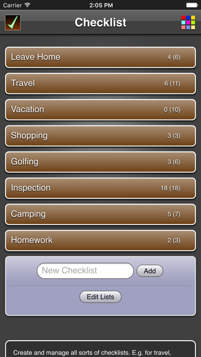 Screenshot #1 pour Checklists App