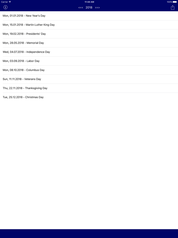 Screenshot #6 pour Holiday Calendar USA 2016 - Federal Public US Holidays for Vacation and free time Planning