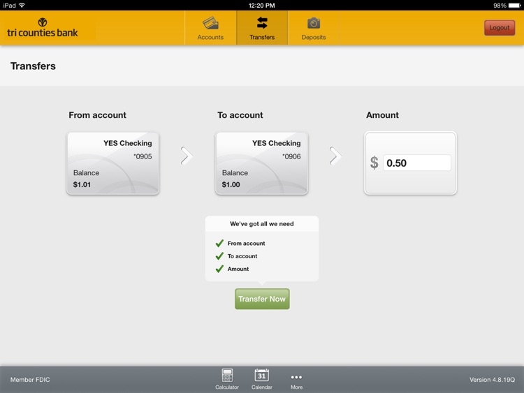 Tri Counties Mobile Banking for iPad screenshot-3
