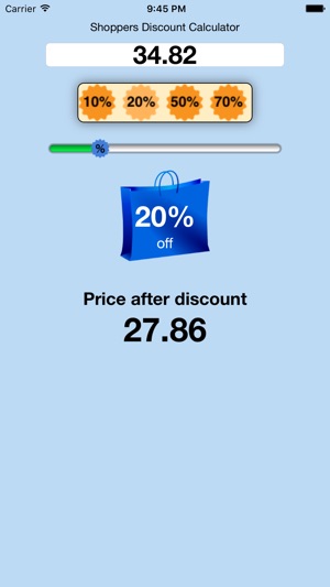 Shoppers Percentage Discount Calculator