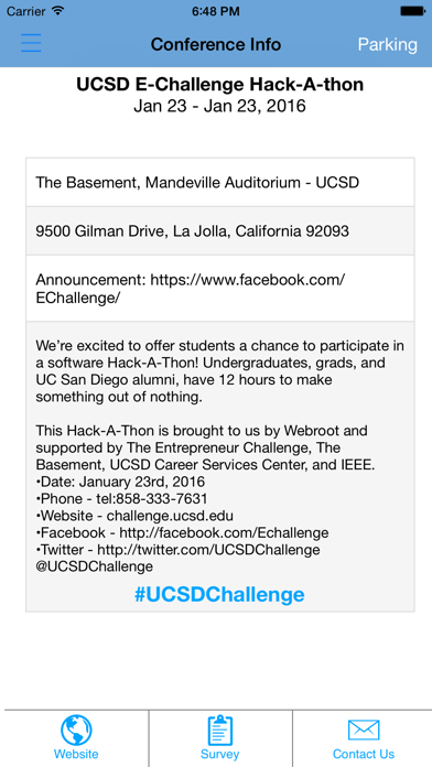 Screenshot #1 pour UCSD E-Challenge Hackathon