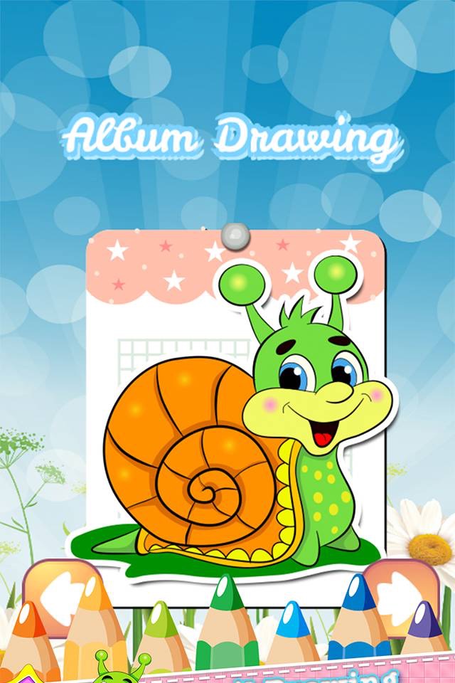 Snail Drawing Coloring Book - Cute Caricature Art Ideas pages for kids screenshot 2