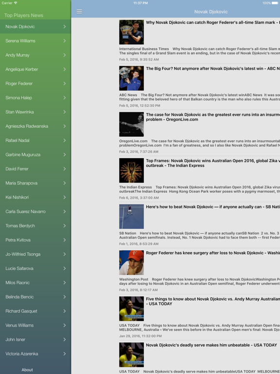 Tennis News & Results Free Edition iPad screenshot 5 - Sports app
