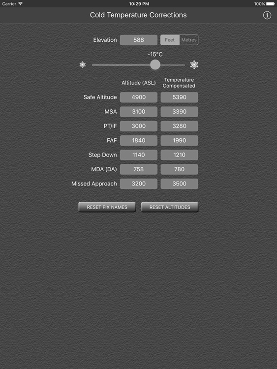 Aviation Cold Temperature Altitude Corrections for iPad
