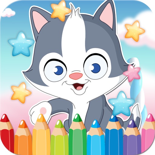 The Little Kitten Drawing Coloring Book Painting Pages learning games for kids