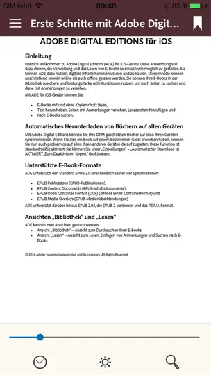 Screenshot von Adobe Digital Editions auf dem iPhone 2