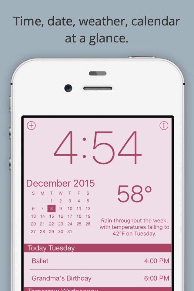 Work Time - Elegant desk top clock with calendar and weather screenshot 3