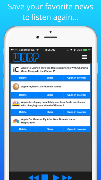 Warp News iPhone screenshot 3 - News app