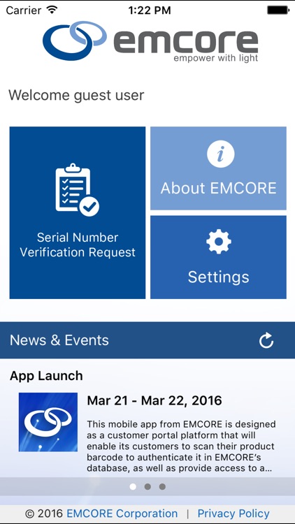 EMCORE Customer Portal App