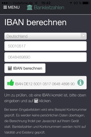 Bankleitzahl screenshot 3