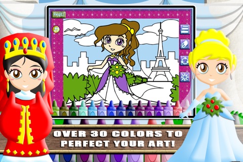 Princess Wedding Coloring World -  My First Bride Fingerpaint Color and Emoji Sticker Book (PRO) screenshot 4