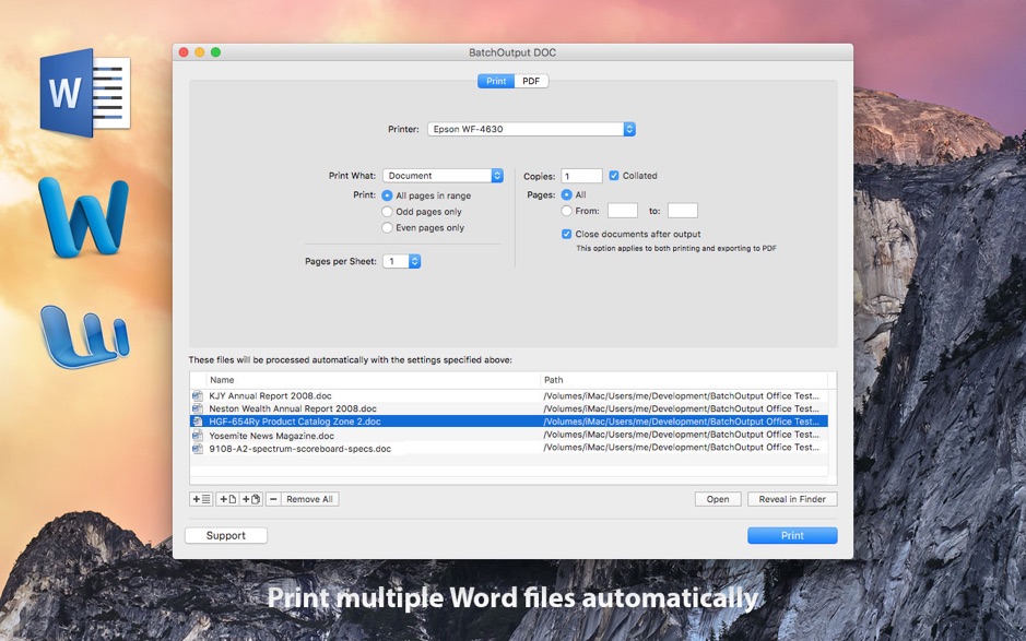 BatchOutput DOC 2.5.9 Mac 破解版 自动从Microsoft Word进行打印和生成PDF的工具