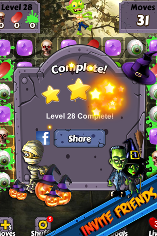 Halloween Candy World Adventure - Pop the gummy drop & match yummy treats to collect skull gems screenshot 3