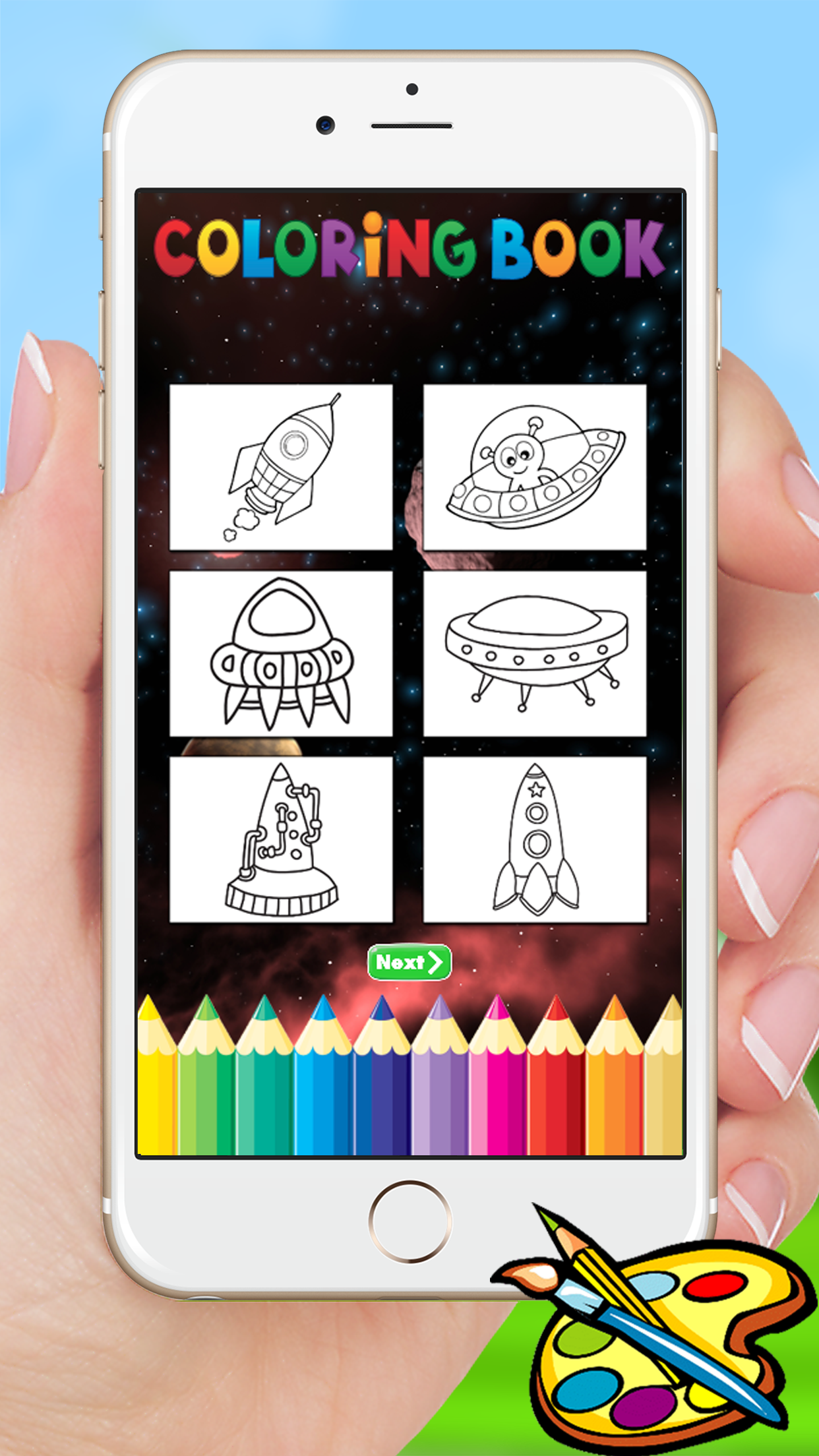Rockets & Spaceships Coloring - Drawing for kids free games screenshot 5
