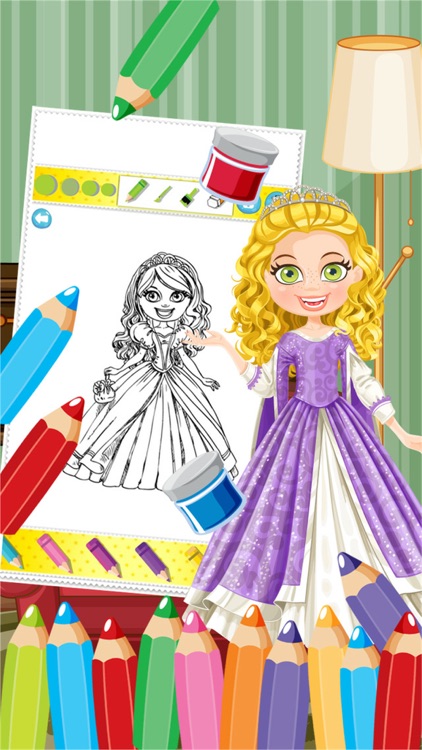 Princess Colorbook Educational Coloring Game for Kids Girls