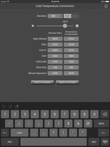 Aviation Cold Temperature Altitude Corrections for iPad screenshot 2