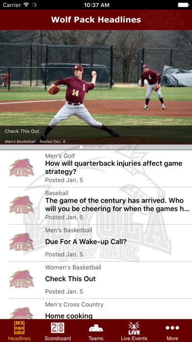 Loyola University Wolf Pack Athletics iPhone screenshot 5 - Sports app