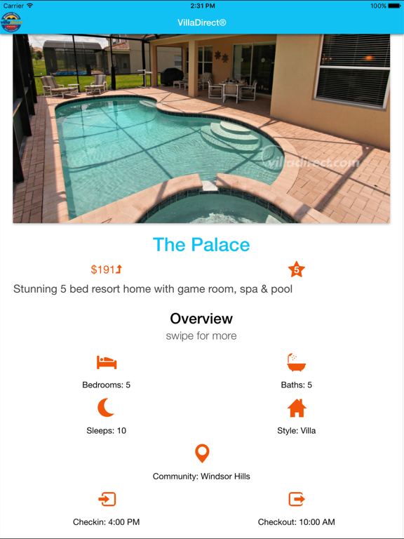 VillaDirect iPad screenshot 4 - Travel app