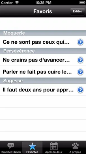 Capture d'écran de Proverbes Chinois sur iPhone 5