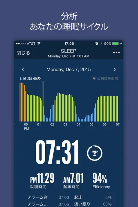 睡眠時間+: 睡眠サイクルスマートアラームクロック