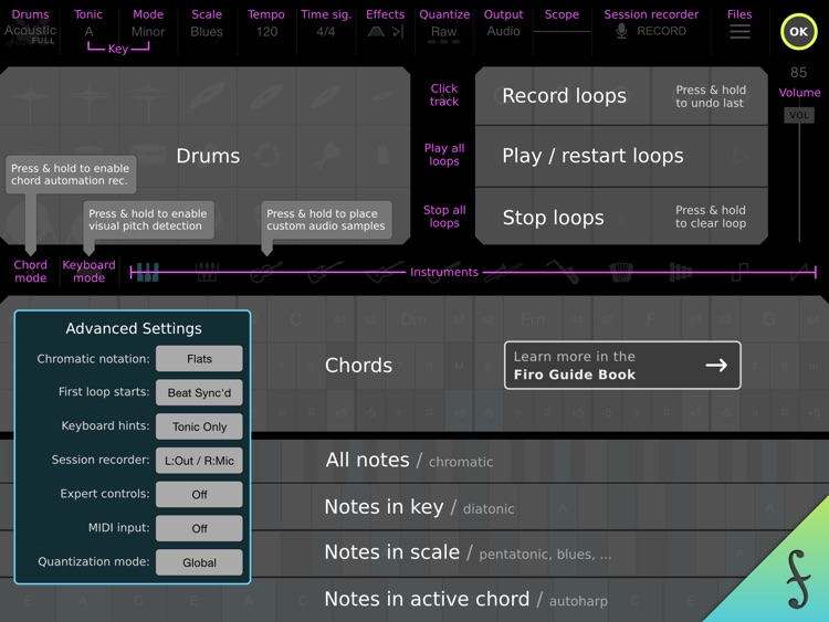Firo - Music Maker, Instrument, Drums, Chords, Looper, and MIDI Controller