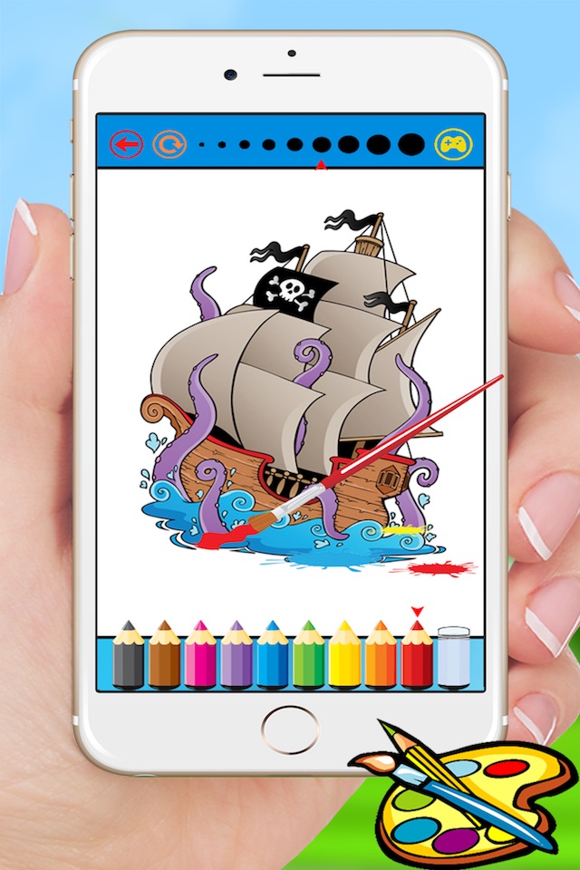 Pirate Coloring Book - Sea Drawing for Kids Free Games screenshot 4