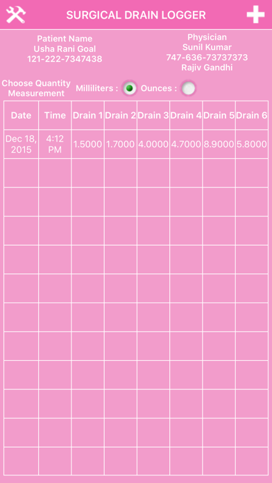 Surgical Drain Logger iPhone screenshot 4 - Medical app