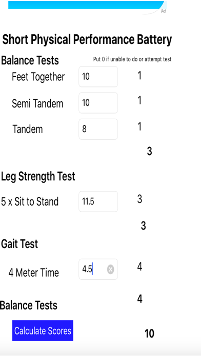 Screenshot #2 pour SPPB Calcualtor