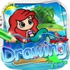 Drawing Desk The Mermaid : Draw and Paint on Coloring Books Edition Free