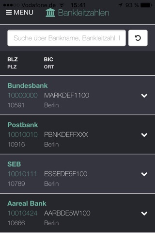 Bankleitzahl screenshot 2