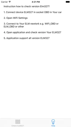 Capture d'écran de Elm327 WiFi Check Version sur iPhone 2