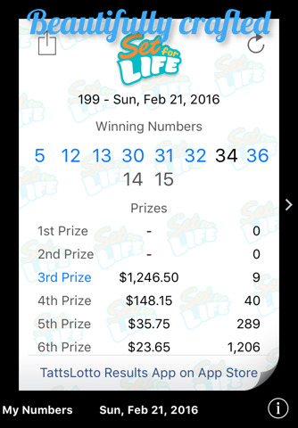 Set for Life Results - náhled