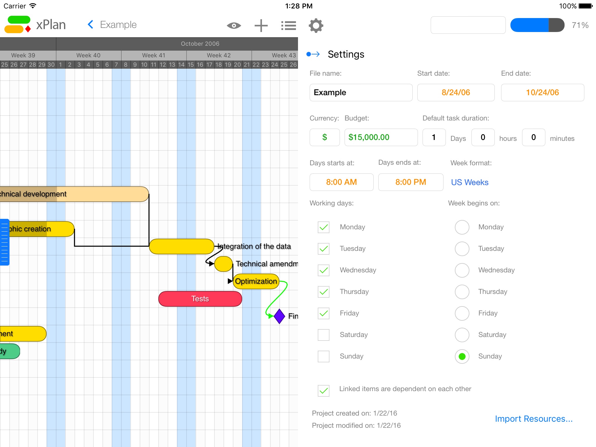 Screenshot do app xPlan