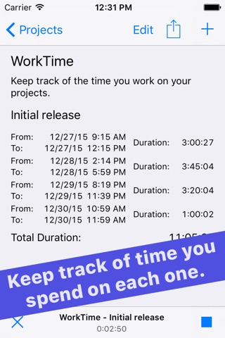 WorkTime Timekeeper screenshot 2