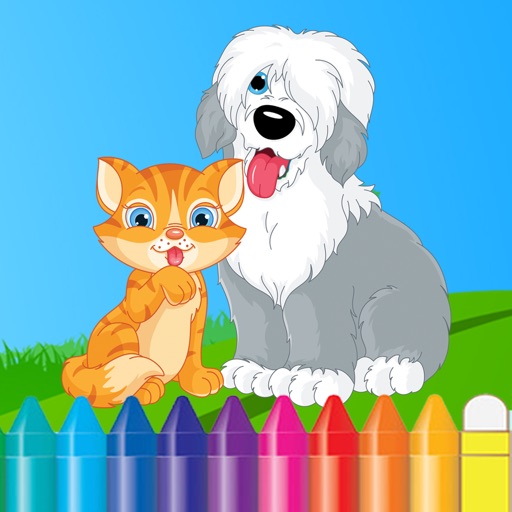 Собака и кошка Книжка-раскраска - Animal Drawing для детей бесплатные игры