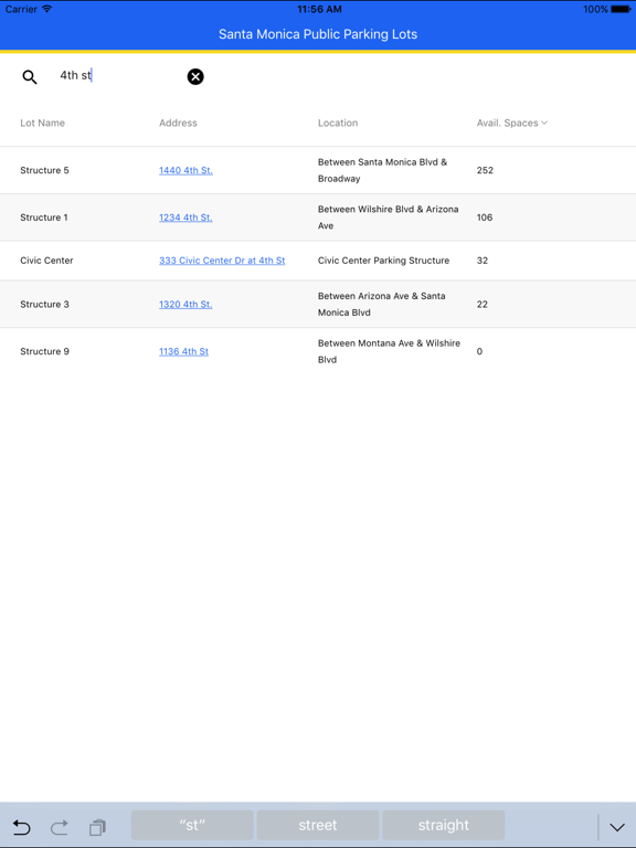 Santa Monica Parking: Public Garage and Lot Status iPad screenshot