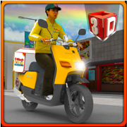 3D终极披萨男孩模拟器 - 疯狂的摩托车骑手和停车场模拟冒险游戏