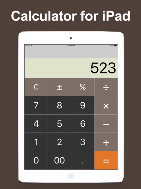Calculator for iPad - Free calc app - This initial view reveals the app's commitment to readability, showcasing its large numeric display and clearly labeled operational buttons, making basic calculations straightforward for all users.