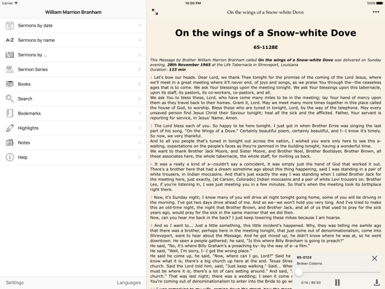 The Message - Sermons of William Branham iPad screenshot 1 - Reference app