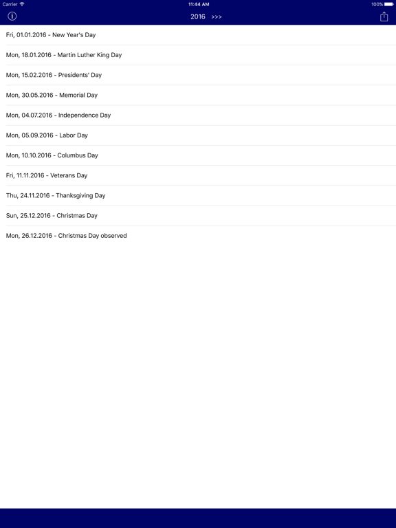 Screenshot #4 pour Holiday Calendar USA 2016 - Federal Public US Holidays for Vacation and free time Planning