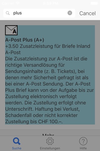 Quickinfo - Quick information about a subject Schweizerische Post Preise screenshot 3
