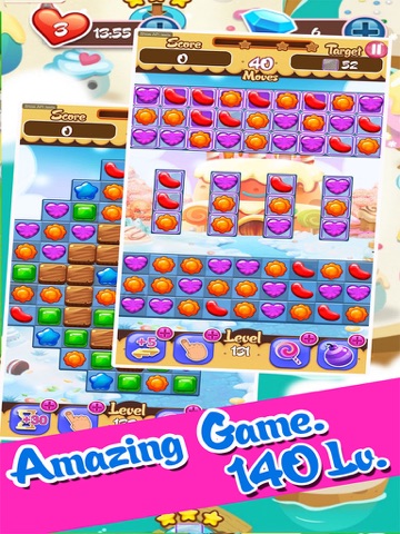 Gummy Fruit Sweet Deluxe mania : Match 3 Free Game iPad screenshot 4 - Entertainment app