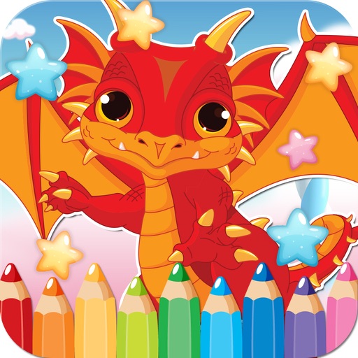 Dragon Drawing Coloring Book - Cute Caricature Art Ideas pages for kids icon